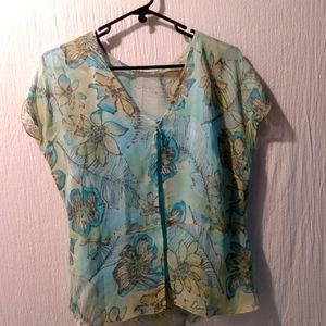 Fosby butterfly sethrough cardigan with blue tank top size S-M